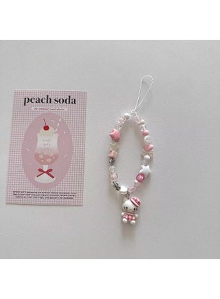 Kawaii Beaded  Phone Charms Strap Cute Kitten and Star Phone Lanyard Wrist Strap - view 3